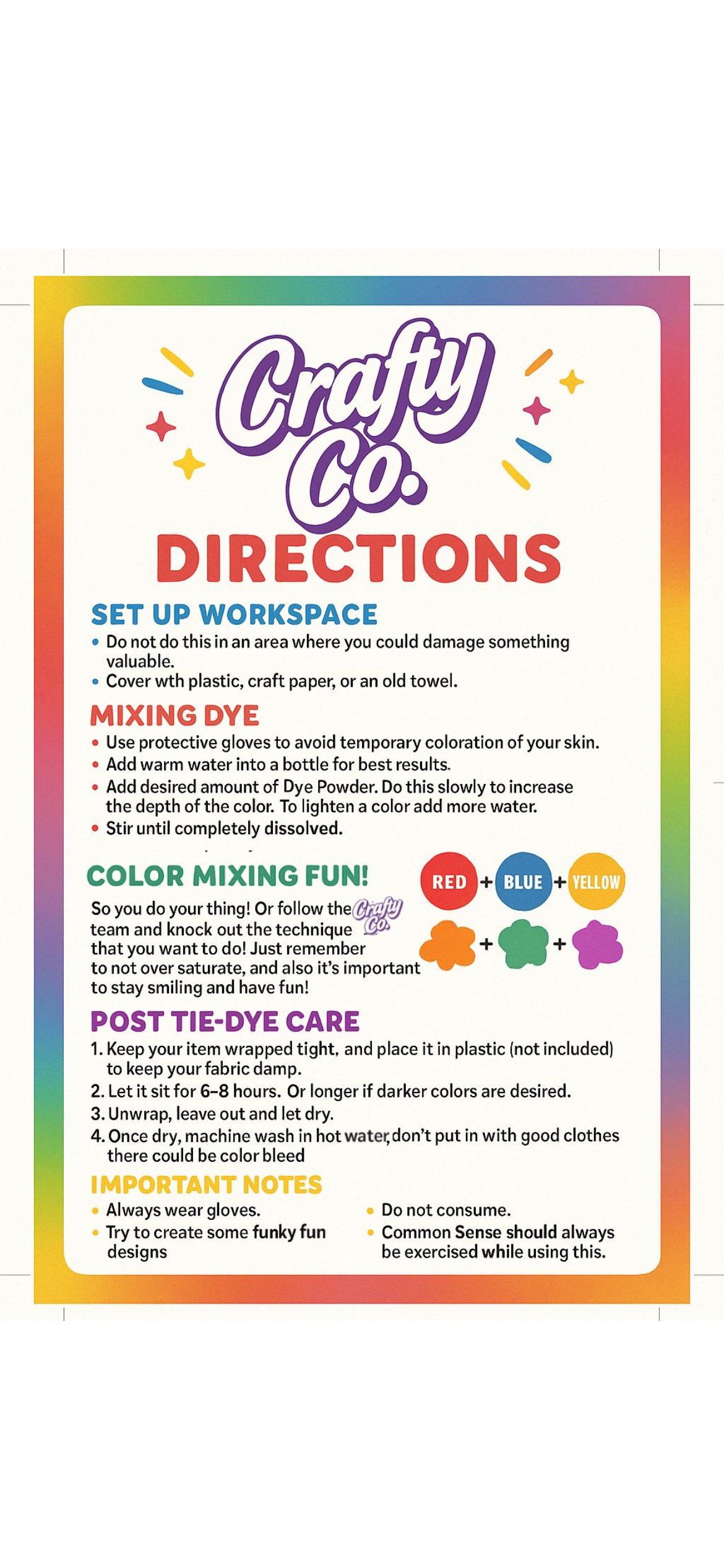Crafty Co Tie-Dye Starter Kit