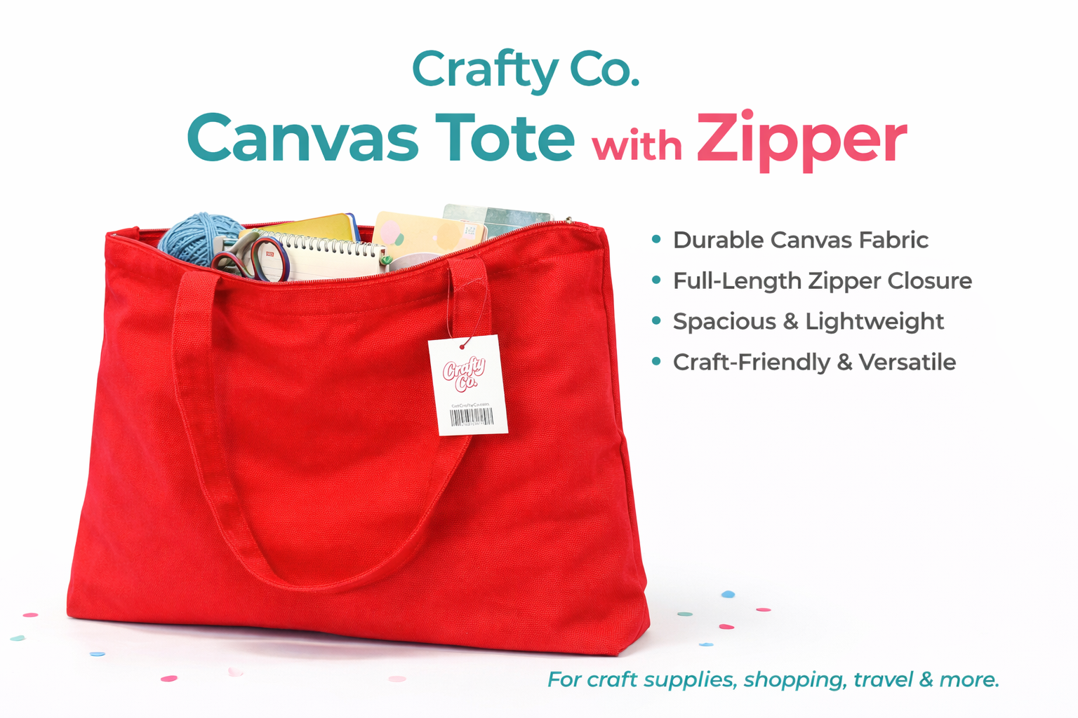Crafty Co Canvas Tote with Zipper – Crafty Co