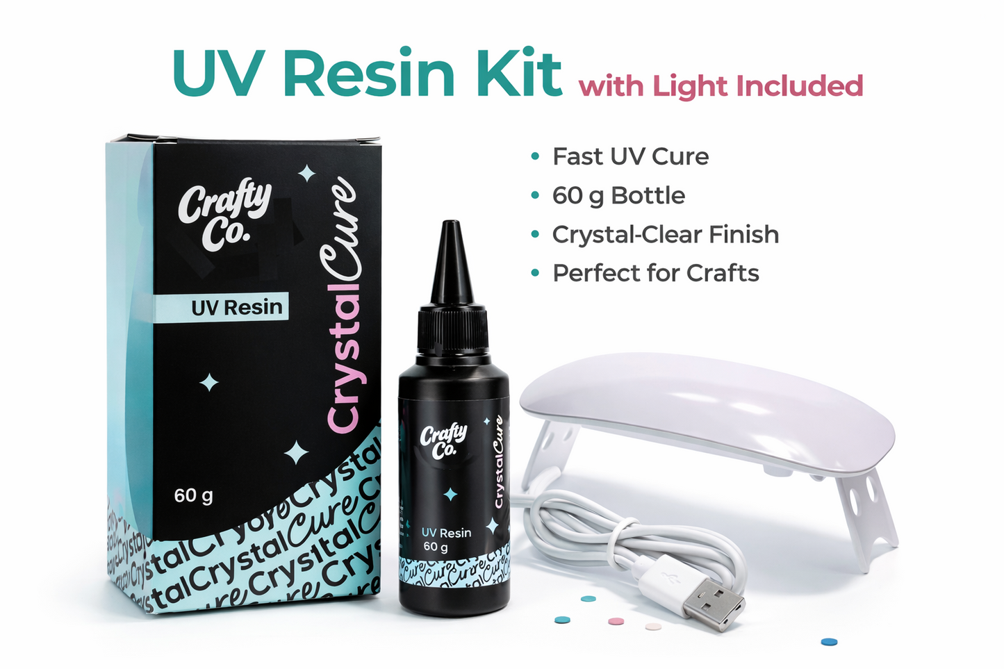 Crafty Co CrystalCure™ UV Resin Kit (Light Included)