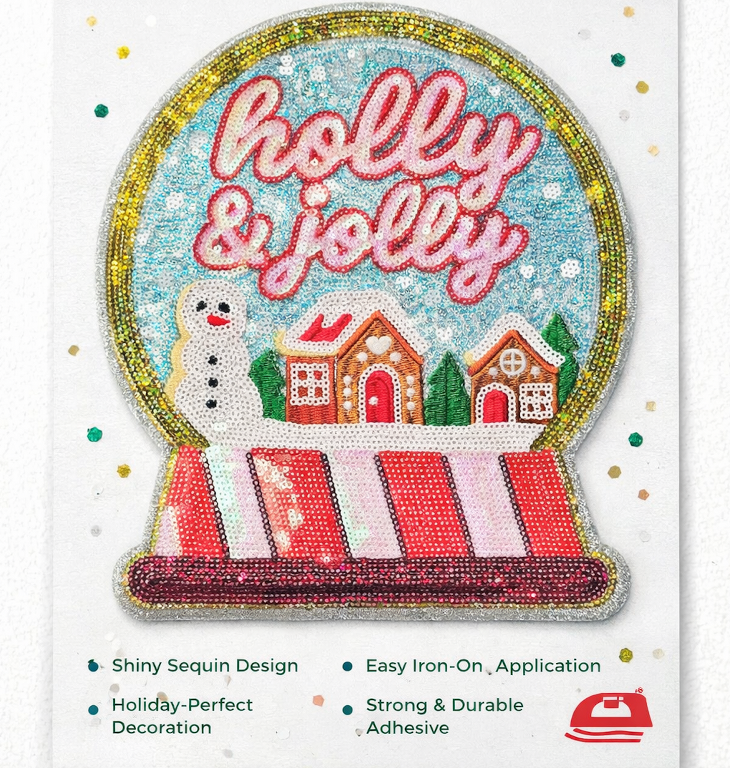 Holly & Jolly Sequence Iron-On Patch